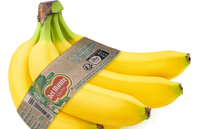 Des étiquettes compostables sur les bananes Del Monte